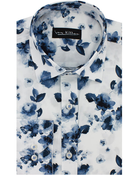 White Floral Print Shirt